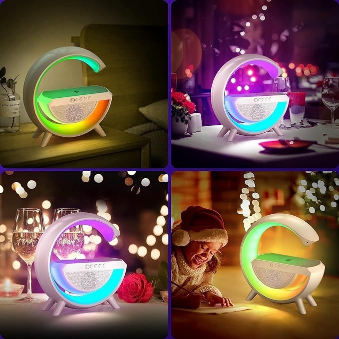 G-Shape Desk Table Lamp with Wireless Charger, 7 RGB Light, Speaker