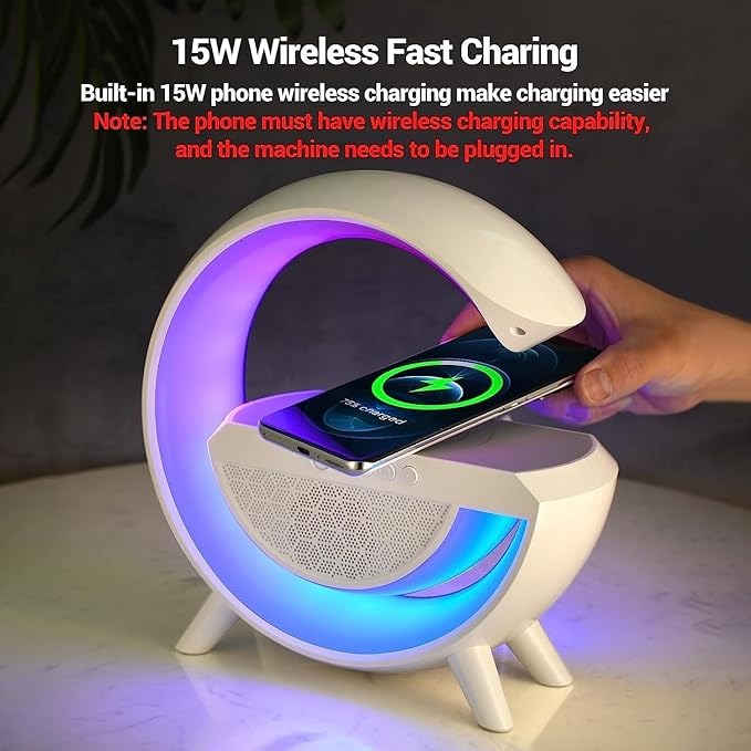G-Shape Desk Table Lamp with Wireless Charger, 7 RGB Light, Speaker