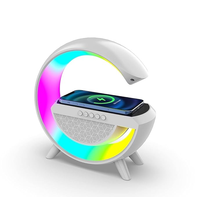 Lyrcsol_ G-Shape Desk Table Lamp with Wireless Charger, 7 RGB Light, Speaker